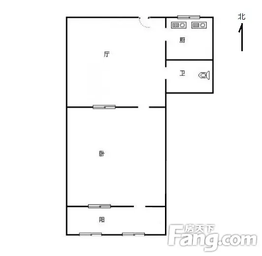 振兴街小区振兴街小区 1室 户型图 1室1厅1卫1厨 45.00㎡