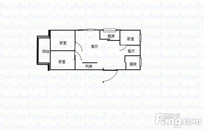 高力汽配城户型图 3室 3室2厅1卫1厨 109.00㎡