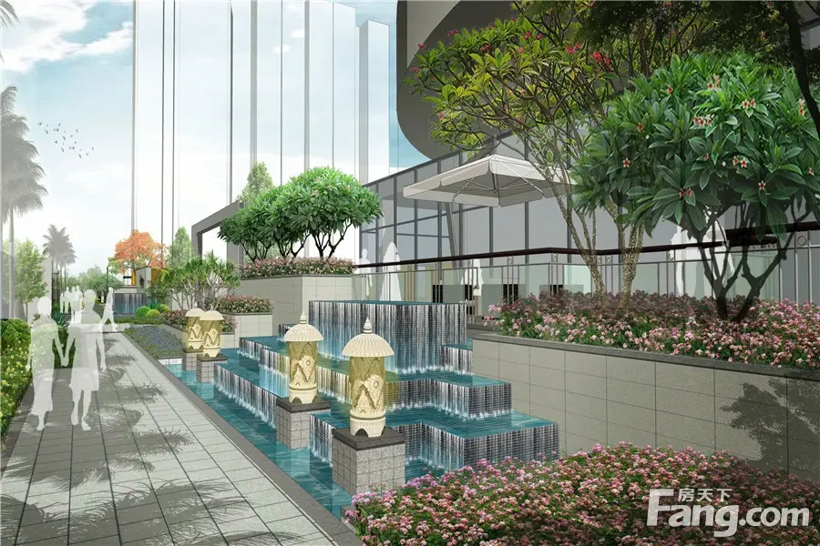 效果图:“花·时间”生活馆前水景效果图
