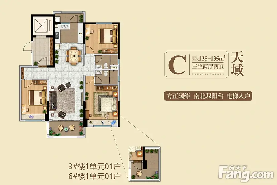 户型图:C户型天域