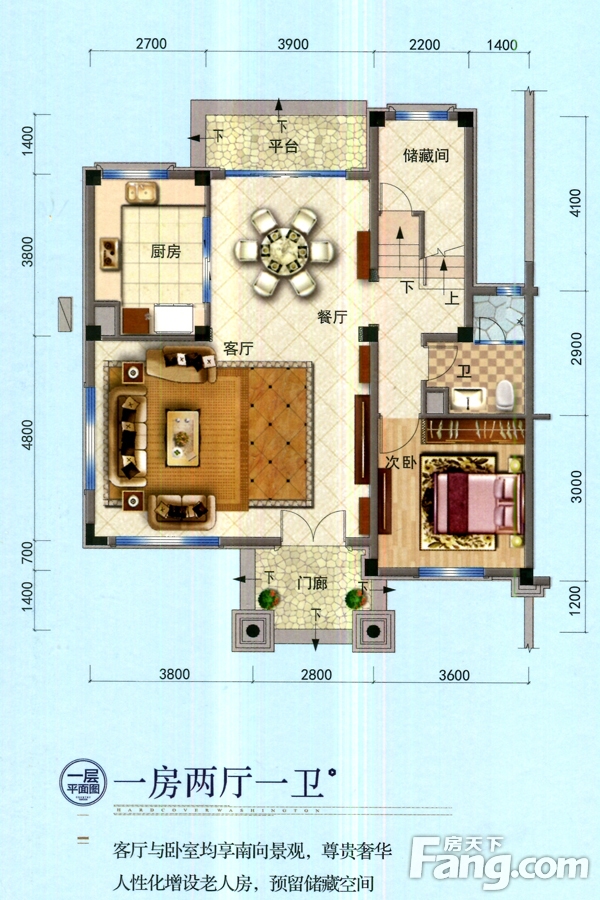 合浦碧桂园·玖珑湾BJ260别墅户型一层平面图样板房，给自己一个别致的家！