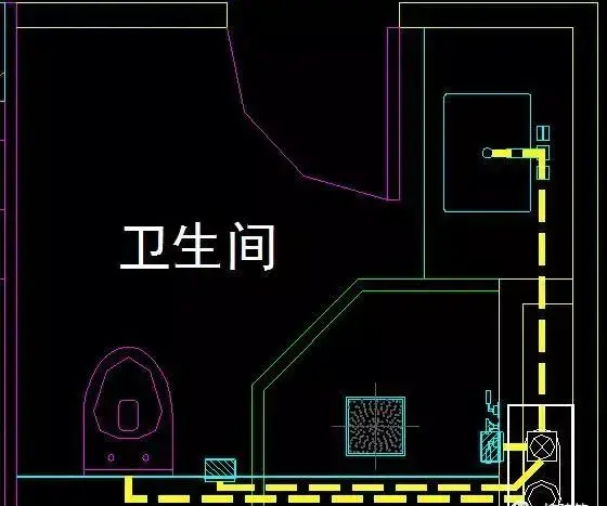 排水支管管道效果图-公寓b型洗手间