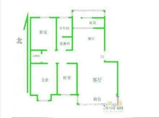 寨子东山家园 3室1厅97平米 南北通透 毛坯 毛