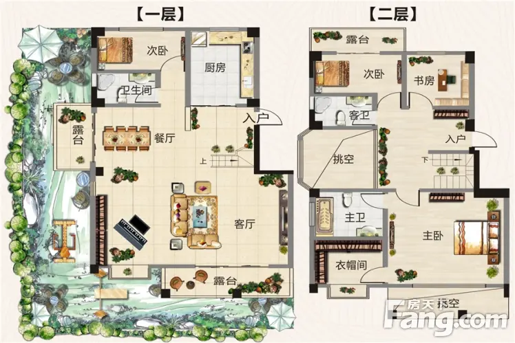 翡翠庄园叠墅a户型4室3厅2卫1厨 236.00㎡_翡翠庄园图