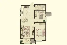 会展城上城2室2厅1厨1卫建面92.2㎡