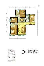 中兴和园二期4室2厅1厨2卫建面125.0㎡