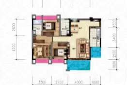 书院3室2厅1厨2卫建面106.0㎡