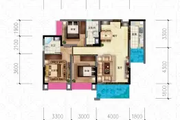 书院3室2厅1厨2卫建面105.0㎡