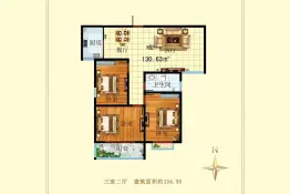 锦绣社区3室2厅1厨1卫建面104.36㎡
