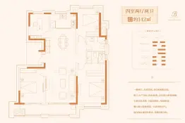 融创天朗南长安街壹号4室2厅1厨2卫建面142.0㎡