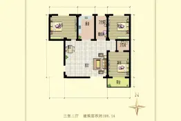 锦绣社区3室2厅1厨2卫建面106.14㎡