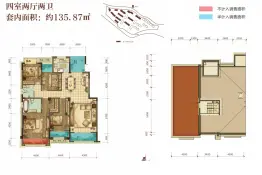 绿地海外滩4室2厅1厨2卫建面150.0㎡