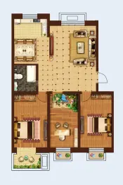 孔雀王府3室2厅1厨1卫建面115.29㎡