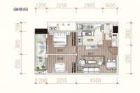 B3公寓楼标准层户型二房二厅一卫70.86㎡