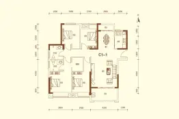 保丽公馆4室2厅1厨2卫建面138.83㎡