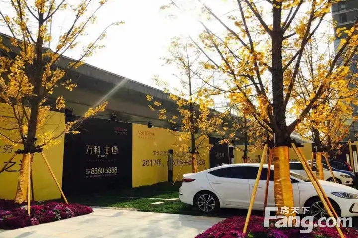 万科主场售楼部停车场实景图