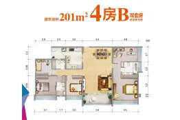 祈福缤纷汇4室2厅1厨3卫建面201.0㎡