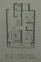 利民·城上城2室2厅1厨1卫建面87.83㎡